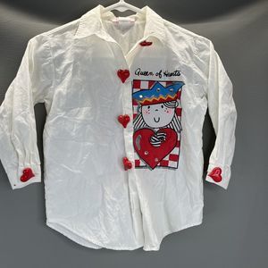 Tickle Me New York Vintage Girls Embellished Queen of Hearts Button Up sz 6